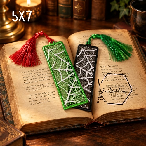Spiderweb FSL Bookmark Embroidery Design - 5x7